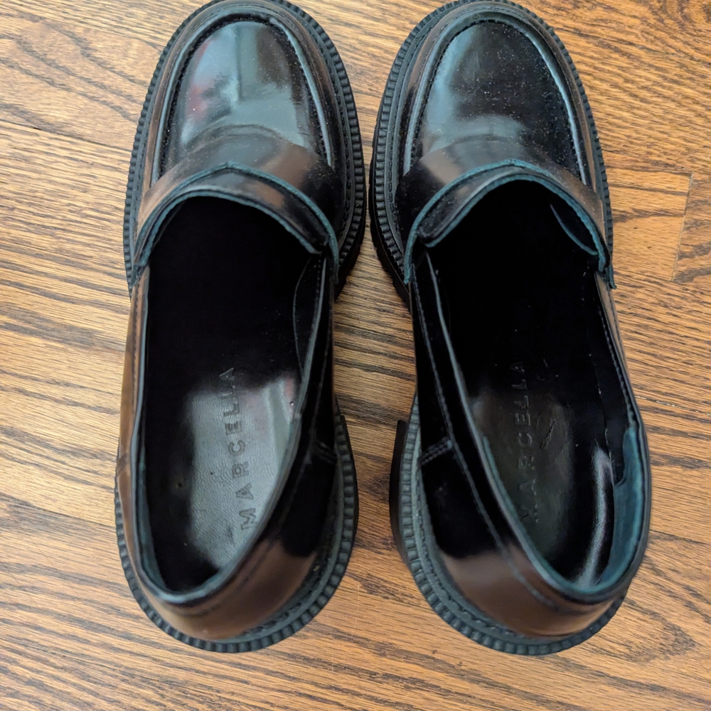 Marcella Black Leather Women's Stanton Oxford Loafers